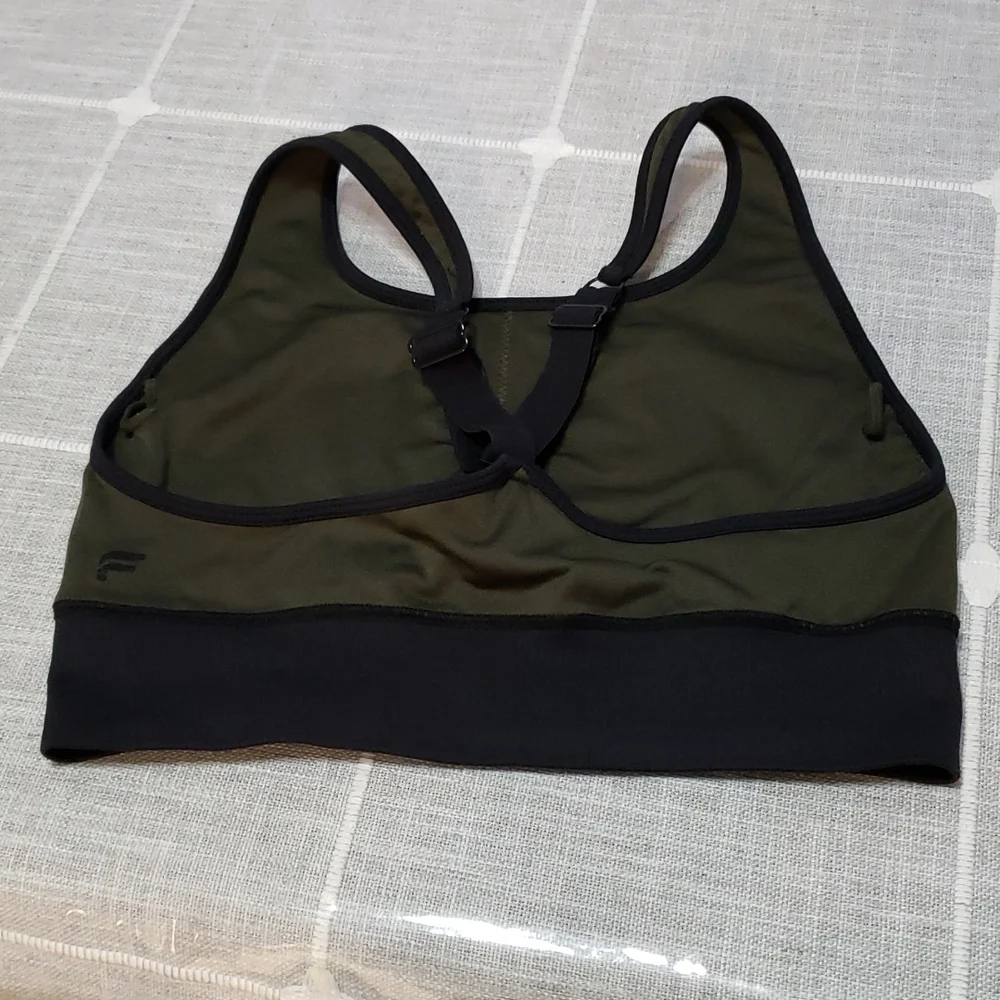 FABLETICS Adjustable straps Bra, Color green and black, Size S